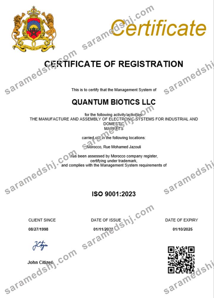 Morocco business registration certificate Word and PDF template